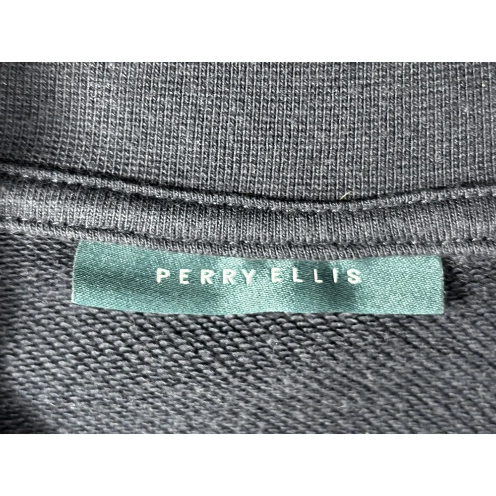 Perry‎ Ellis Quilted Jacket 2XLT Black Navy Nylon Zip Lightweight Tall Mens